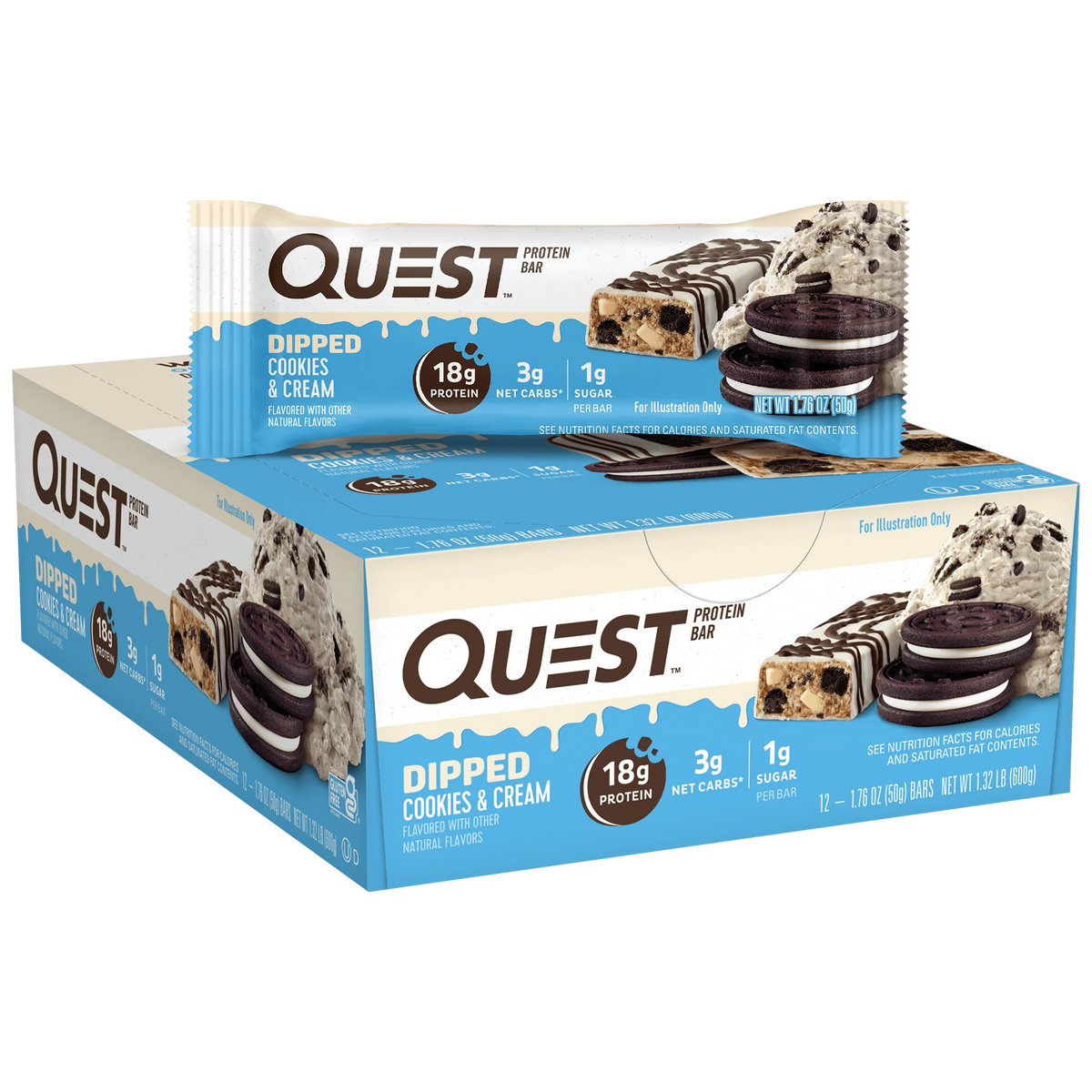 Dipped Cookies & Cream Protein Bars